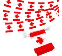 Banderole di bandiere canadesi, 5 m, 20 bandiere 14 x 21 cm, in tessuto poliestere, stampa double face, resistente alle intemperie, facile da installare