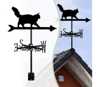 Banderuola in Metallo a Forma di Gatto, Ornamento in Ferro Battuto Vintage per