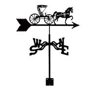 Banderuola in Metallo con Statuetta di Carrozza trainata da Cavalli, Pratico indicatore di direzione del, Strumento di misurazione Scena di Fattoria Vintage Casa Giardino all'aperto Ornamenti