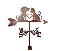 Banderuola segnavento a Forma di Simpatico Gatto e Cane, Durevole in Acciaio Inox con Rivestimento antiruggine per Giardino, Patio, Cortile, Ornamento, Decorazione, banderuola