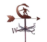 Banderuola segnavento in acciaio inossidabile Indicatore di direzione del vento da surf con montaggio sul tetto, segnavento soffiato dal vento per decorazioni in metallo da giardino sul tetto all'ape