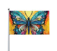 Bandiera 0,9 x 1,5 m, decorazione con 2 occhielli farfalla tie dye decorazioni esterne stampa HD 200D banner in poliestere resistente per vacanze cortile grandi bandiere per interni esterni