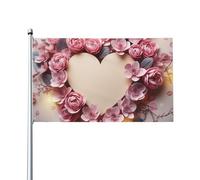 Bandiera 0,9 x 1,5 m, decorazione con 2 occhielli in carta a forma di cuore fiori decorazioni esterne stampa HD 200D banner in poliestere resistente per vacanze cortile grandi bandiere per interni ed