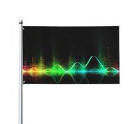 Bandiera 0,9 x 1,5 m, decorazione con 2 occhielli musica fresca onda sonora decorazioni esterne stampa HD 200D banner in poliestere resistente per vacanze cortile grandi bandiere per interni ed