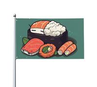 Bandiera 0,9 x 1,5 m, decorazione con 2 occhielli per dormire sushi decorazioni esterne stampa HD 200D banner in poliestere resistente per vacanze cortile grandi bandiere per interni ed esterni