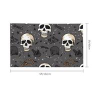 Bandiera 0,9 x 1,5 m, decorazione con 2 occhielli teschio e fulmini, decorazione esterna, stampa HD, striscioni in poliestere 200D resistenti per vacanze e cortile, grandi bandiere per interni ed