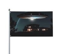 Bandiera 0,9 x 1,5 m, decorazione con 2 occhielli UFOS di notte, decorazioni esterne, stampa HD, striscioni in poliestere 200D resistenti per feste e cortili, grandi bandiere per interni ed esterni