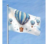 Bandiera 1,2 x 1,8 m blu mongolfiera divertente bandiere vacanze giardino bandiere per tutte le stagioni bandiera per tutte le stagioni bandiera per dormitorio camera decorazione feste all'aperto