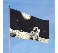 Bandiera 10,2 x 1,8 m con astronauta sulla luna, divertenti bandiere da giardino per tutte le stagioni per tutte le stagioni bandiera per dormitorio decorazione per feste all'aperto