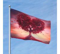 Bandiera 10,2 x 1,8 m con bellissimo cuore e albero dell'amore, bandiere divertenti per tutte le stagioni bandiere per tutte le stagioni bandiera per dormitorio decorazione per feste all'aperto