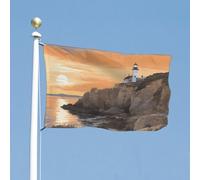 Bandiera 119,4 x 177,8 cm bandiere da cortile su entrambi i lati faro situato vicino al mare Bandiera da giardino bandiere di benvenuto per vacanze esterne Banner con occhielli in ottone Bandiera per