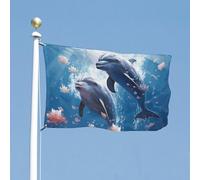 Bandiera 119,4 x 177,8 cm doppia faccia bandiere da cortile delfini innamorati bandiera da giardino bandiere di benvenuto per esterni festivo banner con occhielli in ottone bandiera casa primavera
