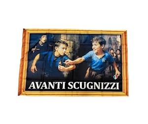 bandiera 150x100 cm napoli avanti scugnizzi e come disse conte andiamo a prenderci lo scudetto 4 campione d' Italia campioni