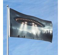 Bandiera 2 x 3 Ft bandiere esterne su entrambi i lati grande bandiera per vacanze con 2 occhielli in ottone UFO atterraggio bandiera cortile tutte le stagioni bandiere da giardino di benvenuto per