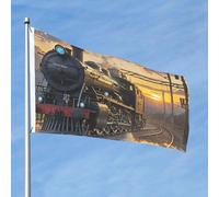 Bandiera 2 x 3 Ft Bandiere per esterni su entrambi i lati Grande Banner per le vacanze con 2 occhielli in ottone Treno a vapore Partenza Tramonto Yard Bandiera per tutte le stagioni Benvenuto Giardino