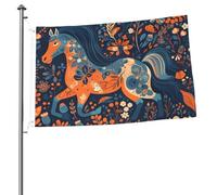 Bandiera 2 x 3Ft Doppio Lato Esterno Giardino Bandiera Pony in Illustrazione Bandiera di Benvenuto Bandiera Vacanza Banner con occhielli in ottone Bandiere verticali Casa Grande iuta Yard Flag per