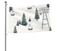 Bandiera 2 x 3Ft Doppio Lato Esterno Giardino Bandiera Ski Lift Con Abete Bandiera di Benvenuto Banner Vacanza con Occhielli in Ottone Bandiere Casa Verticale Grande Tela Yard Flag per Outdoor Portico