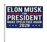 Bandiera 2028 Elon Musk per Presidente 3x5 Supporta bandiere da giardino Elon Musk Banner bifacciale a 3 strati Cartelli da giardino