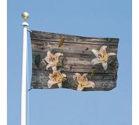 Bandiera 24x35 pollici con gigli su vecchie assi invecchiate, bandiera per casa, divertente striscione per le feste, bandiera verticale bifacciale per esterni, bandiere estive da giardino con occhi