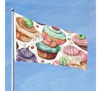 Bandiera 2x3 piedi, bandiere esterne bifacciali, striscioni resistenti con 2 occhielli, bandiere decorative per cortili, cupcake, ciambelle, muffin, bandiere di zucchero, bandiere di benvenuto in po