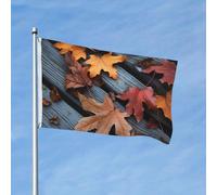 Bandiera 3 x 1,5 m bandiera da giardino bandiera esterna doppia bandiera verticale foglie autunnali in legno bandiere per tutte le stagioni per cortile decorazione esterna banner segno di vacanza