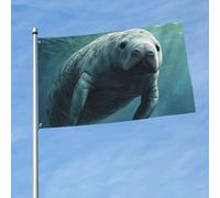 Bandiera 3 x 1,5 m bandiere da esterno a doppia faccia grande striscione per vacanze con 2 occhielli in ottone oceano animale lamantino bandiera da cortile per tutte le stagioni bandiere da giardino
