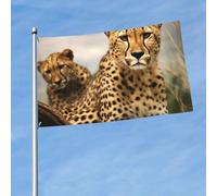 Bandiera 3 x 1,5 m bandiere esterne a doppia faccia grande striscione per vacanze con 2 occhielli in ottone carino leopardo bandiera da cortile per tutte le stagioni bandiere da giardino di benvenuto