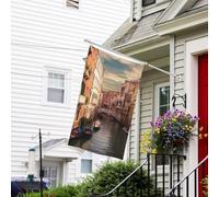 Bandiera 3 x 1,5 m bandiere resistenti allo sbiadimento per esterni Banner decorativo Bella Venezia Canal View Garden Flags Double Sided House Flag Wall Banner con occhielli in ottone Divertente