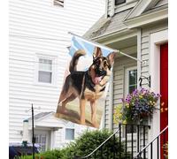 Bandiera 3 x 1,5 m bandiere resistenti allo sbiadimento per esterni Banner decorativo Pastore Tedesco amanti dei cani Bandiere da giardino Bandiere da parete a doppia faccia con occhielli in ottone