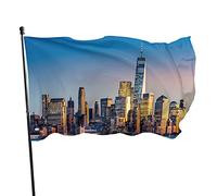 Bandiera 3 x 1,5 m bella linea cielo città colori vivaci banner sport all'aperto, resistente allo sbiadimento, bandiera da cortile in poliestere con 2 occhielli in ottone per interni ed esterni