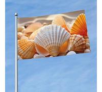 Bandiera 3 x 1,5 m belle conchiglie divertenti bandiere vacanze giardino bandiere per tutte le stagioni bandiera per tutte le stagioni bandiera per dormitorio camera decorazione feste all'aperto