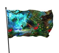 Bandiera 3 x 1,5 m bellissimi pavoni affascinanti colori vivaci banner sport all'aria aperta, resistente allo sbiadimento, bandiera da cortile in poliestere con 2 occhielli in ottone per interni ed