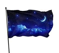 Bandiera 3 x 1,5 m cielo blu pieno di stelle colori vivaci banner sport all'aperto, resistente allo sbiadimento, bandiera da cortile in poliestere con 2 occhielli in ottone per esterni interni