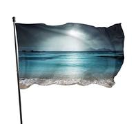 Bandiera 3 x 1,5 m cielo cupo e mare blu colori vivaci banner sport all'aria aperta, resistente allo sbiadimento, bandiera da cortile in poliestere con 2 occhielli in ottone per esterni e interni