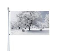 Bandiera 3 x 1,5 m con albero di neve bianca bandiera per casa divertente banner per vacanze bandiera verticale su entrambi i lati bandiere da giardino estivo con occhielli in ottone grande bandiera