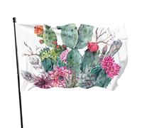 Bandiera 3 x 1,5 m con fiori di cactus ad acquerello dai colori vivaci per sport all'aria aperta, resistente allo sbiadimento, bandiera da cortile in poliestere con 2 occhielli in ottone per esterni e