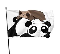 Bandiera 3 x 1,5 m con simpatico panda bradipo dai colori vivaci, per sport all'aria aperta, resistente allo sbiadimento, in poliestere, con 2 occhielli in ottone, per interni ed esterni, decorazione