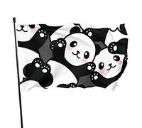 Bandiera 3 x 1,5 m con simpatico panda dai colori vivaci banner per sport all'aria aperta, resistente allo sbiadimento, bandiera da cortile in poliestere con 2 occhielli in ottone per esterni e