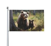 Bandiera 3 x 1,5 m Doppio Lato Esterno Giardino Bandiera Casa Verticale Madre orsi marroni proteggere cuccioli Bandiera di benvenuto Bandiera Vacanza Banner Bandiere Decorative Yard Flag per Outdoor