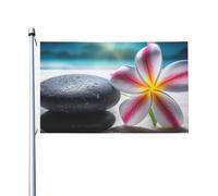 Bandiera 3 x 1,5 m Doppio Lato Esterno Giardino Bandiera Verticale Casa Bandiera Fiore Tropicale e Pietra Zen Bandiera di Benvenuto Festività Banner Bandiere Decorative Yard Flag per Outdoor Portico
