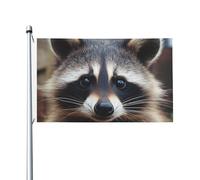 Bandiera 3 x 1,5 m Doppio Lato Esterno Giardino Bandiera Verticale Casa Bandiera Piccolo Raccoon Viso Bandiera di Benvenuto Banner Festività Bandiere Decorative Yard Flag per Outdoor Portico Giardini