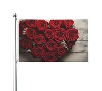 Bandiera 3 x 1,5 m Doppio Lato Esterno Giardino Bandiera Verticale Casa Bandiera Rose Rosse Bandiera di Benvenuto Banner Festività Bandiere Decorative Yard Flag per Outdoor Portico Giardini Yard Decor