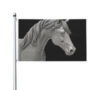Bandiera 3 x 1,5 m Doppio Lato Esterno Giardino Bandiera Verticale Casa Bandiera Vista 3D Cavallo Benvenuto Bandiera Vacanza Banner Bandiere Decorative Yard Flag per Outdoor Portico Giardini Yard