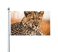 Bandiera 3 x 1,5 m Doppio Lato Esterno Giardino Bandiera Verticale Casa Ghepardo Aspettando un'Opportunità Bandiera di Benvenuto Bandiera Vacanza Banner Bandiere Decorative Yard Flag per Outdoor