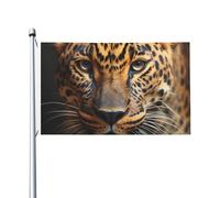 Bandiera 3 x 1,5 m Double Face Outdoor Garden Flag Vertical House Flag Black & Brown Leopard Welcome Flag Holiday Banner Bandiere decorative Yard Flag per esterni Portico Giardini Yard Decor