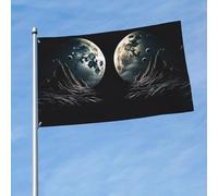 Bandiera 3 x 1,5 m due lune divertenti bandiere vacanze giardino bandiere per tutte le stagioni bandiera per tutte le stagioni bandiera per dormitorio camera decorazione feste all'aperto