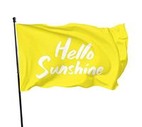 Bandiera 3 x 1,5 m Goodlooking Hello Sunshine colori vivaci banner sport all'aria aperta, resistente allo sbiadimento, bandiera da cortile in poliestere con 2 occhielli in ottone per esterni e interni