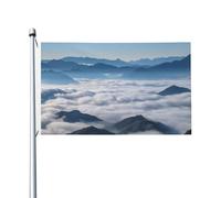 Bandiera 3 x 1,5 m Il mare di nuvole e montagne bandiera per casa divertente banner per vacanze bandiera verticale su entrambi i lati bandiere da giardino estivo con occhielli in ottone grande