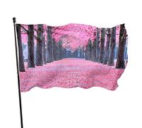 Bandiera 3 x 1,5 m rosa fiori alberi galleria colori vivaci all'aperto banner sport all'aperto, resistente allo sbiadimento, bandiera da cortile in poliestere con 2 occhielli in ottone per interni ed