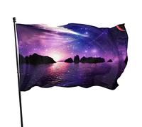 Bandiera 3 x 1,5 m viola cielo stellato colori vivaci banner sport all'aperto, resistente allo sbiadimento, bandiera da cortile in poliestere con 2 occhielli in ottone per esterni interni decorazione